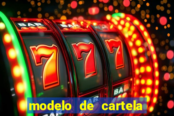 modelo de cartela de bingo em branco